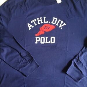 Polo Navy Long Sleeve with Red P Wing Graphic tee